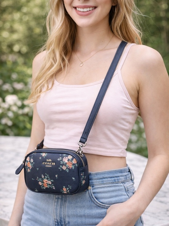 Coach Handbags - Coach Belt Bag Convertible Crossbody Bag With Rose Bouquet Print EUC